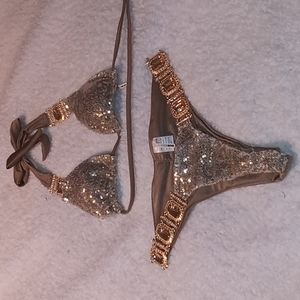 Fashion Nova Champagne bling bikini XS